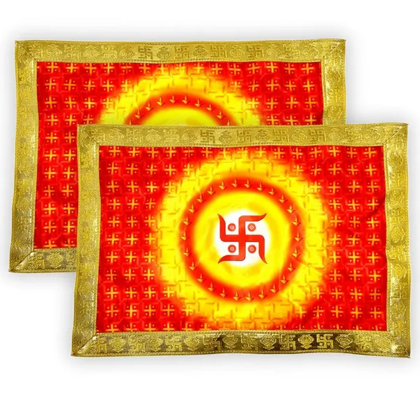_Swastik_Printed_Satin_Pooja_Aasan_Cloth_for_God_Idol_Sitting_|_Puja_Assan_Kapda_for_Home_Mandir_and_Temple_Decoration_(12_x_18_Inch,_2)