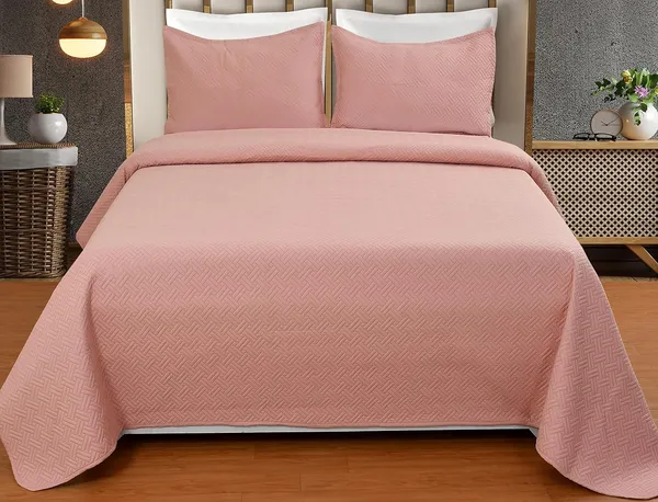 All_Weather_3_Pcs_100%_Cotton_Ultrasonic_280_Tc_Solid_King_Size_Quilted_Bed_Cover/Bedsheet_with_2_Pillow_Case_(LuxuriousBaby_90X100_Inches_254X228_cm)