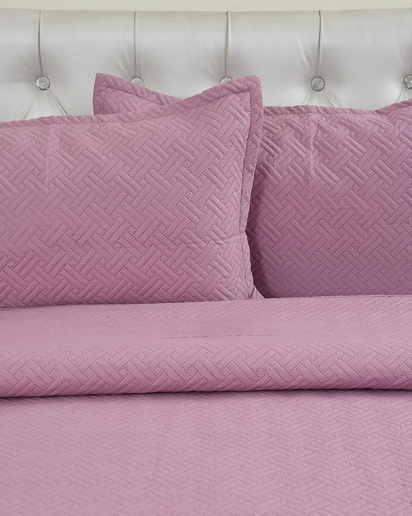 All_Weather_3_Pcs_100%_Cotton_Ultrasonic_280_Tc_Solid_King_Size_Quilted_Bed_Cover/Bedsheet_with_2_Pillow_Case_(LuxuriousMauve_90X100_Inches_254X228_cm)