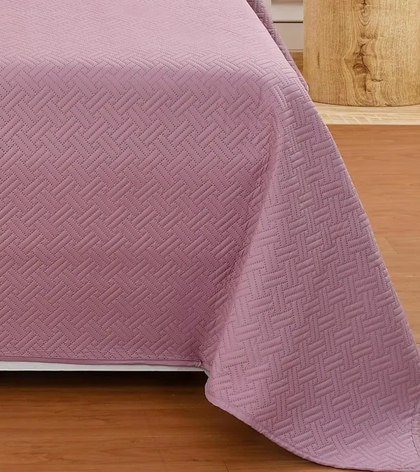 All_Weather_3_Pcs_100%_Cotton_Ultrasonic_280_Tc_Solid_King_Size_Quilted_Bed_Cover/Bedsheet_with_2_Pillow_Case_(LuxuriousMauve_90X100_Inches_254X228_cm)