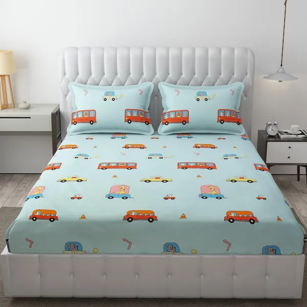 Microfiber_Wrinkle_Free_Soft_Hypoallergenic,_Cartoon_Printed,_Double_Bed_King_Size_Crane_Printed_Kids_Bedsheet_for_Boys_&_Girls_Room