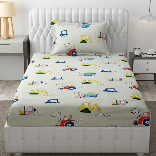 Microfiber_Wrinkle_Free_Soft_for_Kids_(Single_Bed_King_Size_6X90_Inches)_Cartoon_Printed,_Single_Bed_Crane_Printed_Kids_Bedsheet_for_Boys_&_Girls_Room