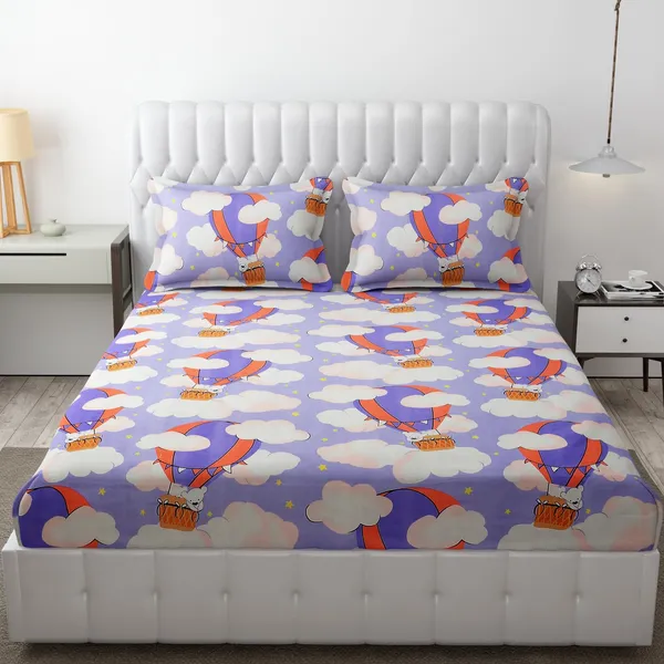 MallowWord_Microfiber_Wrinkle_Free_Soft_Bedsheet_for_Kids_(Double_Bed_King_Size_90x95_Inches)_Cartoon_Printed,_Double_Bed_King_Size_Kids_Hot_Balloon_Printed_Bedsheet_for_Boys_&_Girls_Room