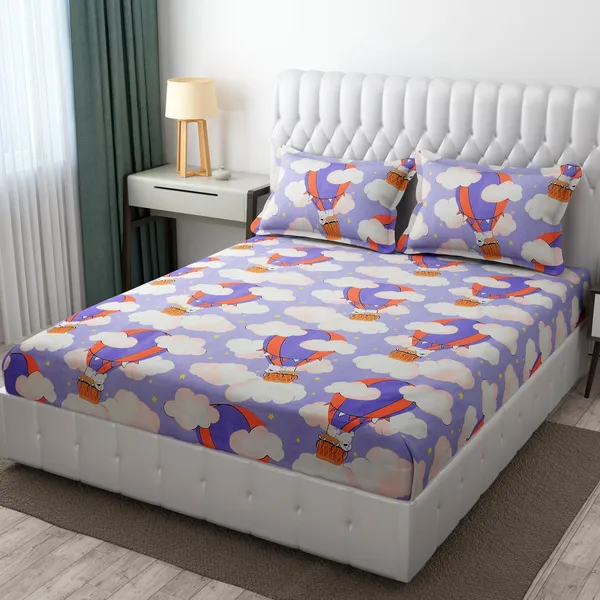 MallowWord_Microfiber_Wrinkle_Free_Soft_Bedsheet_for_Kids_(Double_Bed_King_Size_90x95_Inches)_Cartoon_Printed,_Double_Bed_King_Size_Kids_Hot_Balloon_Printed_Bedsheet_for_Boys_&_Girls_Room