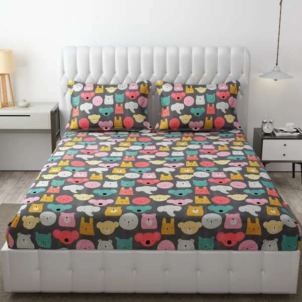 Microfiber_Wrinkle_Free_Soft_Hypoallergenic,_Cartoon_Printed,_Double_Bed_King_Size_Teddy_Printed_Kids_Bedsheet_for_Boys_&_Girls_Room_(90x95_Inches)