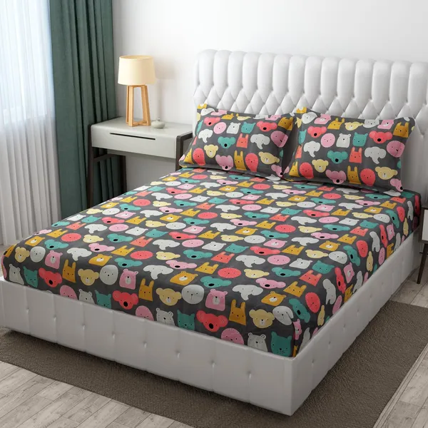Microfiber_Wrinkle_Free_Soft_Hypoallergenic,_Cartoon_Printed,_Double_Bed_King_Size_Teddy_Printed_Kids_Bedsheet_for_Boys_&_Girls_Room_(90x95_Inches)