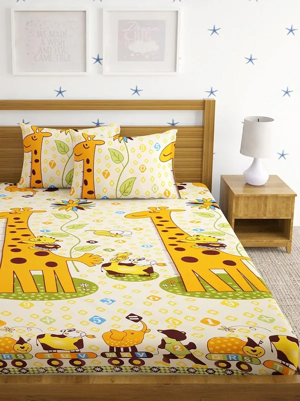 Kids_Cartoon_Beautiful_Kids_Ziraffe_Printed_Bedsheet_1_Double_Bedsheet_with_2_Pillow_Covers_Size_90_inch_x_100_inch