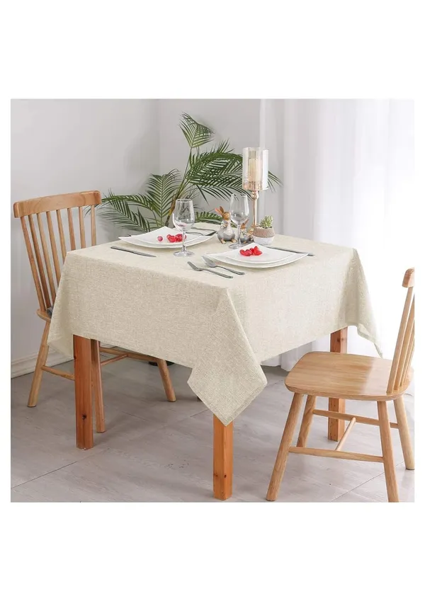Washable_Jute_Fabric_Solid_Square_Table_Cover_Heat_Resistant_Table_Cover_for_Home,_Restaurant_Table/Dining_Table_6_Seater_50_x_85_inches