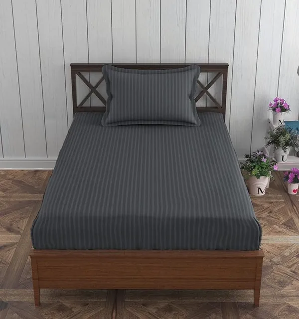 Plain_Stripe_bedsheet_1_Single_Bedsheet_with_1_Pillow_Cover_Size_60_inch_x_90_inch