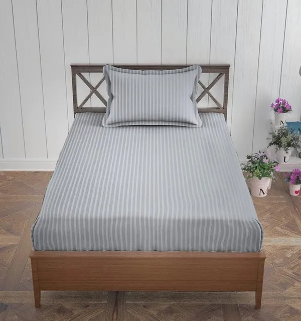 Plain_Stripe_bedsheet_1_Single_Bedsheet_with_1_Pillow_Cover_Size_60_inch_x_90_inch