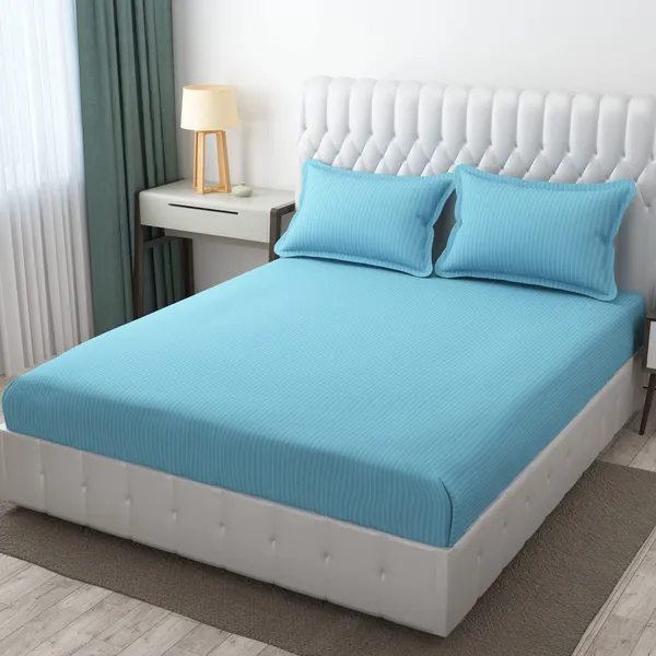 Plain_Stripe_bedsheet_1_Double_Bedsheet_with_2_Pillow_Covers_Size_108_inch_x_108_inch