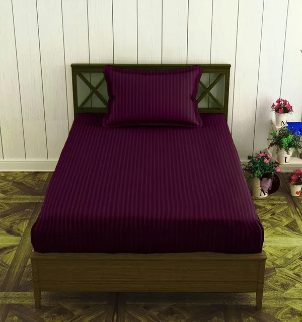 Plain_Stripe_bedsheet_1_Single_Bedsheet_with_1_Pillow_Cover_Size_60_inch_x_90_inch