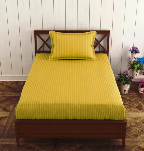 Plain_Stripe_bedsheet_1_Single_Bedsheet_with_1_Pillow_Cover_Size_60_inch_x_90_inch