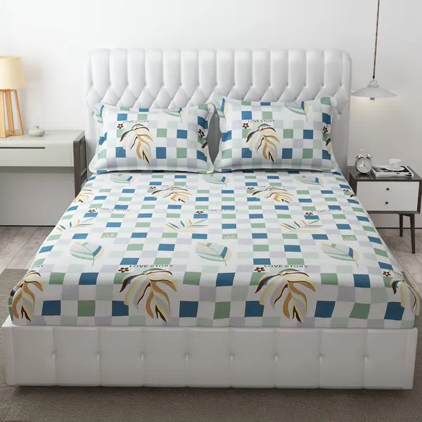 Fitted_Bedsheet_Elastic_Fitted_Bedsheets_with_Cotton_Feel_Premium_Glace_Cotton_King_Bedsheet_for_Double_Bed_Elastic_Fitted_with_2_Pillow_Covers_(Lovestory)_Size_72_x_78_x_8_inch
