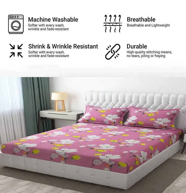 Fitted_Bedsheet_Elastic_Fitted_Bedsheets_with_Cotton_Feel_Premium_Glace_Cotton_King_Bedsheet_for_Double_Bed_Elastic_Fitted_with_2_Pillow_Covers_(_Flower)_Size_72_x_78_x_8_inch