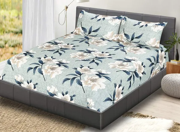 Elastic_Fitted_Bedsheets_with_Cotton_Feel_Premium_Glace_Cotton_King_Bedsheet_for_Double_Bed_Elastic_Fitted_with_2_Pillow_Covers_(_Flower)_Size_72_x_78_x_8_inch
