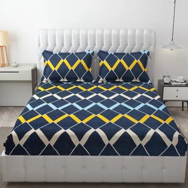 Fitted_Bedsheet_Elastic_Fitted_Bedsheets_with_Cotton_Feel_Premium_Glace_Cotton_King_Bedsheet_for_Double_Bed_Elastic_Fitted_with_2_Pillow_Covers_(_Zigzag)_Size_72_x_78_x_8_inch