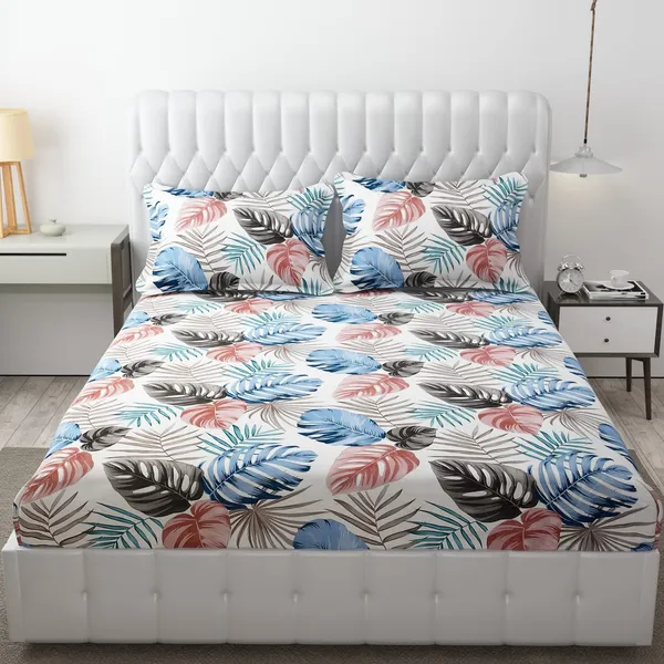 Fitted_Bedsheet_Elastic_Fitted_Bedsheets_with_Cotton_Feel_Premium_Glace_Cotton_King_Bedsheet_for_Double_Bed_Elastic_Fitted_with_2_Pillow_Covers_(_Leaves)_Size_72_x_78_x_8_inch