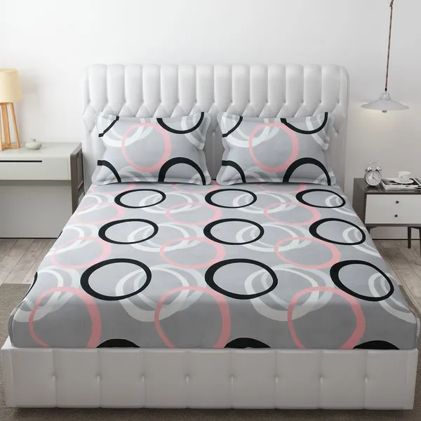 Fitted_Bedsheet_Elastic_Fitted_Bedsheets_with_Cotton_Feel_Premium_Glace_Cotton_Queen_Size_Elastic_Fitted_Bedsheet_with_2_Pillow_Covers_(_Circle)_Size_72_x_60_x_8_inch