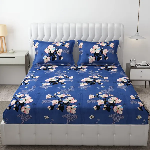 King_Size,_Microfiber_Bed_Sheet_for_Double_Bed,_Floral_Design_Bed_Spread_with_2_Pillow_Covers,_Wrinkle_Free_HypoAllergenic_Bedsheets/Bedcover_(90x95_Flower)