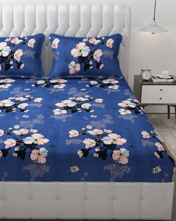 King_Size,_Microfiber_Bed_Sheet_for_Double_Bed,_Floral_Design_Bed_Spread_with_2_Pillow_Covers,_Wrinkle_Free_HypoAllergenic_Bedsheets/Bedcover_(90x95_Flower)