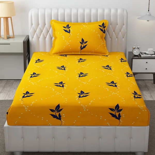 King_Size,_Microfiber_Bed_Sheet_for_Single_Bed,_Floral_Design_Bed_Spread_with_1_Pillow_Covers,_Wrinkle_Free_HypoAllergenic_Bedsheets/Bedcover_(60x90_Leaves)