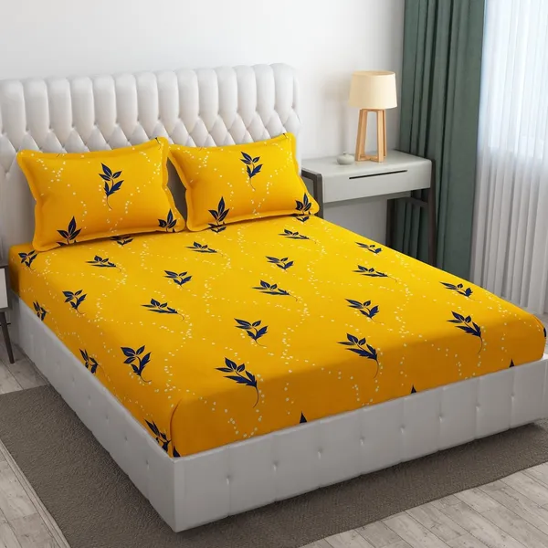 King_Size,_Microfiber_Bed_Sheet_for_Single_Bed,_Floral_Design_Bed_Spread_with_1_Pillow_Covers,_Wrinkle_Free_HypoAllergenic_Bedsheets/Bedcover_(60x90_Leaves)