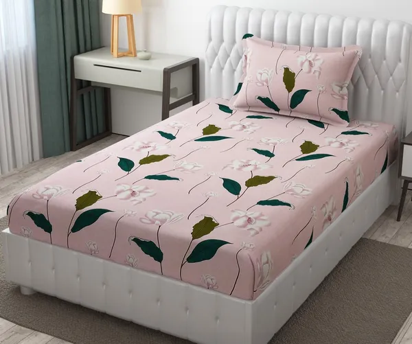 King_Size,_Microfiber_Bed_Sheet_for_Single_Bed,_Floral_Design_Bed_Spread_with_1_Pillow_Covers,_Wrinkle_Free_HypoAllergenic_Bedsheets/Bedcover_(60x90_Leaves)