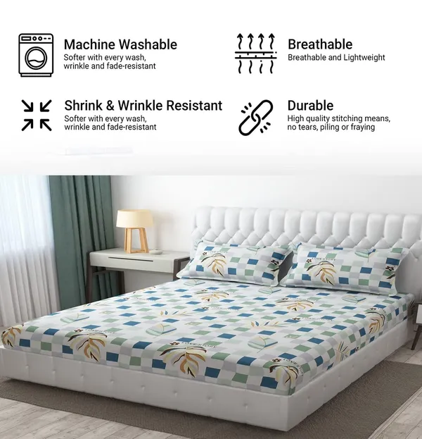 King_Size,_Microfiber_Bed_Sheet_for_Single_Bed,_Floral_Design_Bed_Spread_with_1_Pillow_Covers,_Wrinkle_Free_HypoAllergenic_Bedsheets/Bedcover_(60x90_Lovestory)