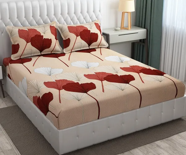 Fitted_Bedsheet_Elastic_Fitted_Bedsheets_with_Cotton_Feel_Premium_Glace_Cotton_Queen_Size_Elastic_Fitted_Bedsheet_with_2_Pillow_Covers_(FLOWER)_Size_72_x_60_x_8_inch