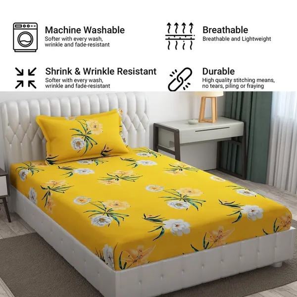 Fitted_Bedsheet_Elastic_Fitted_Bedsheets_with_Cotton_Feel_Premium_Glace_Cotton_Queen_Size_Elastic_Fitted_Bedsheet_with_2_Pillow_Covers_(_Rose)_Size_72_x_60_x_8_inch