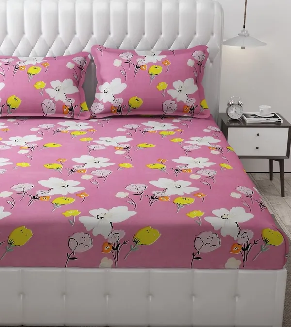 King_Size,_Microfiber_Bed_Sheet_for_Double_Bed,_Floral_Design_Bed_Spread_with_2_Pillow_Covers,_Wrinkle_Free_HypoAllergenic_Bedsheets/Bedcover_(90x95__Flower)