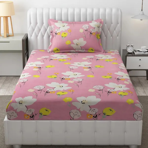 King_Size,_Microfiber_Bed_Sheet_for_Single_Bed,_Floral_Design_Bed_Spread_with_1_Pillow_Covers,_Wrinkle_Free_HypoAllergenic_Bedsheets/Bedcover_(60x90__Flower)