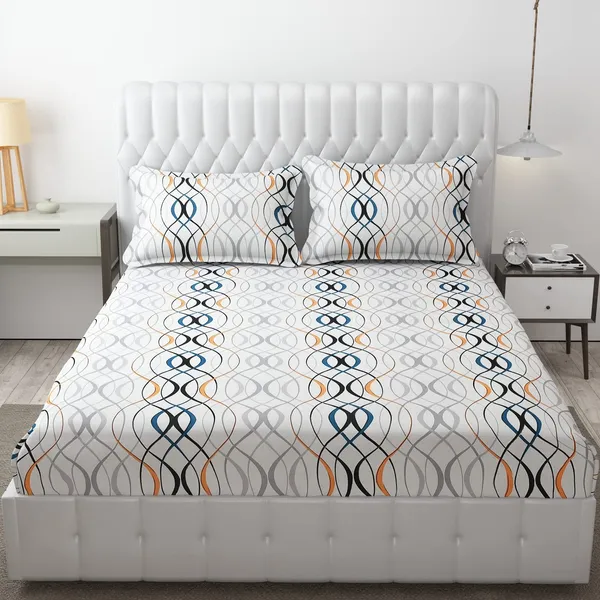 Fitted_Bedsheet_Elastic_Fitted_Bedsheets_with_Cotton_Feel_Premium_Glace_Cotton_Queen_Size_Elastic_Fitted_Bedsheet_with_2_Pillow_Covers_(_Cream_Flower)_Size_72_x_60_x_8_inch