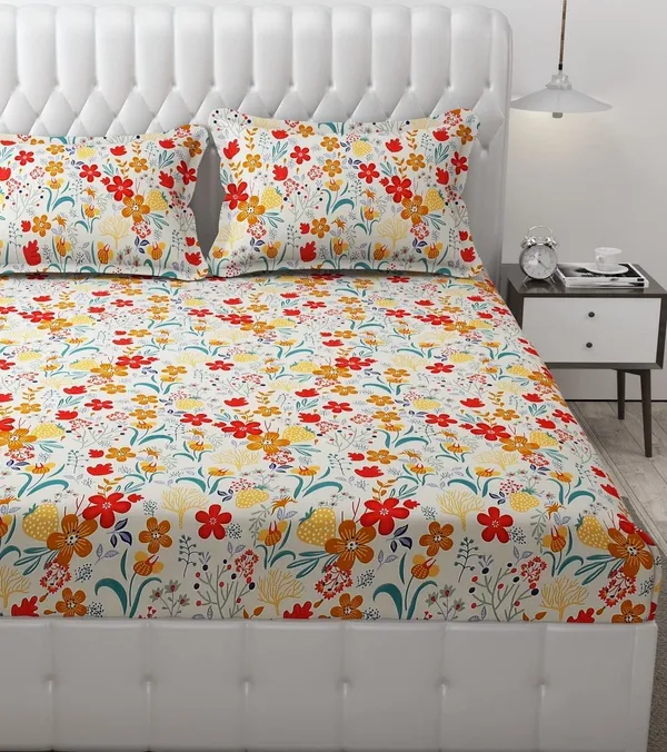 King_Size,_Microfiber_Bed_Sheet_for_Single_Bed,_Floral_Design_Bed_Spread_with_1_Pillow_Covers,_Wrinkle_Free_HypoAllergenic_Bedsheets/Bedcover_(60x90_Cream_Flower)