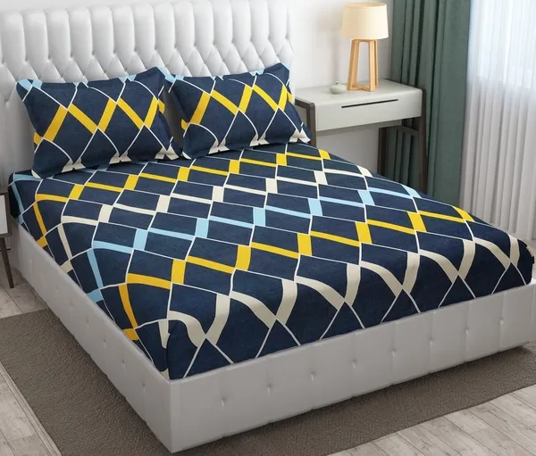 King_Size,_Microfiber_Bed_Sheet_for_Double_Bed,_Floral_Design_Bed_Spread_with_2_Pillow_Covers,_Wrinkle_Free_HypoAllergenic_Bedsheets/Bedcover_(90x95_Zigzag)
