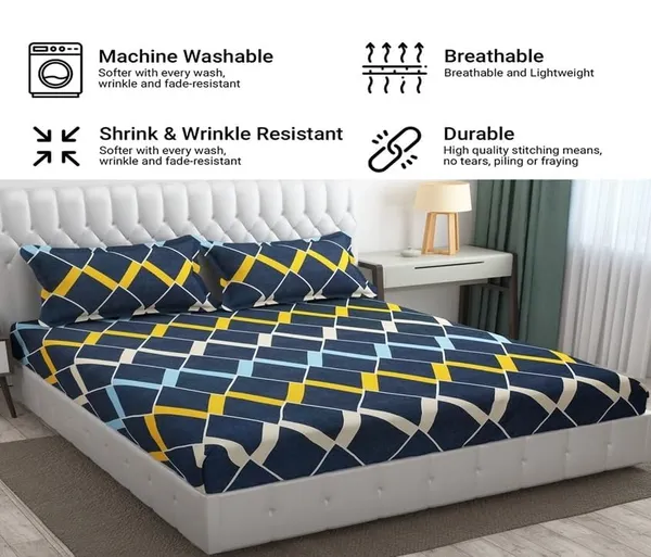 King_Size,_Microfiber_Bed_Sheet_for_Double_Bed,_Floral_Design_Bed_Spread_with_2_Pillow_Covers,_Wrinkle_Free_HypoAllergenic_Bedsheets/Bedcover_(90x95_Zigzag)