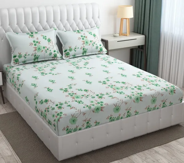 King_Size,_Microfiber_Bed_Sheet_for_Single_Bed,_Floral_Design_Bed_Spread_with_1_Pillow_Covers,_Wrinkle_Free_HypoAllergenic_Bedsheets/Bedcover_(60x90_Cream_Flower)