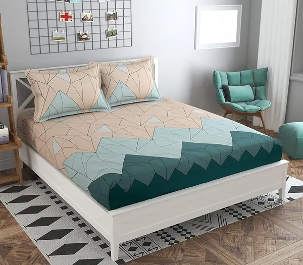 King_Size,_Microfiber_Bed_Sheet_for_Double_Bed,_Floral_Design_Bed_Spread_with_2_Pillow_Covers,_Wrinkle_Free_HypoAllergenic_Bedsheets/Bedcover_(90x95_Inches,__Trangle)