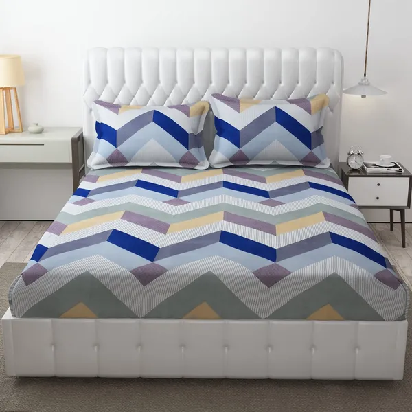 King_Size,_Microfiber_Bed_Sheet_for_Double_Bed,_Floral_Design_Bed_Spread_with_2_Pillow_Covers,_Wrinkle_Free_HypoAllergenic_Bedsheets/Bedcover_(90x95_Inches,_Zigzag)