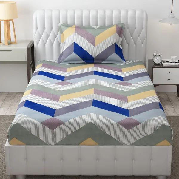 King_Size,_Microfiber_Bed_Sheet_for_Single_Bed,_Floral_Design_Bed_Spread_with_1_Pillow_Covers,_Wrinkle_Free_HypoAllergenic_Bedsheets/Bedcover_(60x90_Inches,_Zigzag)