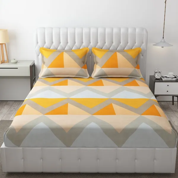 Fitted_Bedsheet_Elastic_Fitted_Bedsheets_with_Cotton_Feel_Premium_Glace_Cotton_Queen_Size_Elastic_Fitted_Bedsheet_with_2_Pillow_Covers_(_Zigzag)_Size_72_x_60_x_8_inch