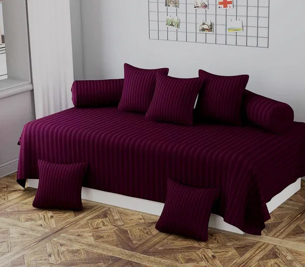 MicroFiber_Beautiful_Solid_Satin_Stripe_Diwan_Set_Covers_8_Pieces_Designer_Printed_Standard_Diwan_Set_With_1_Single_Bedsheet_Size_60X90_5_Cushions_Covers_And_2_Bolster_Covers