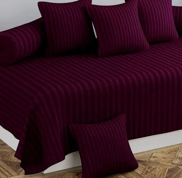 MicroFiber_Beautiful_Solid_Satin_Stripe_Diwan_Set_Covers_8_Pieces_Designer_Printed_Standard_Diwan_Set_With_1_Single_Bedsheet_Size_60X90_5_Cushions_Covers_And_2_Bolster_Covers