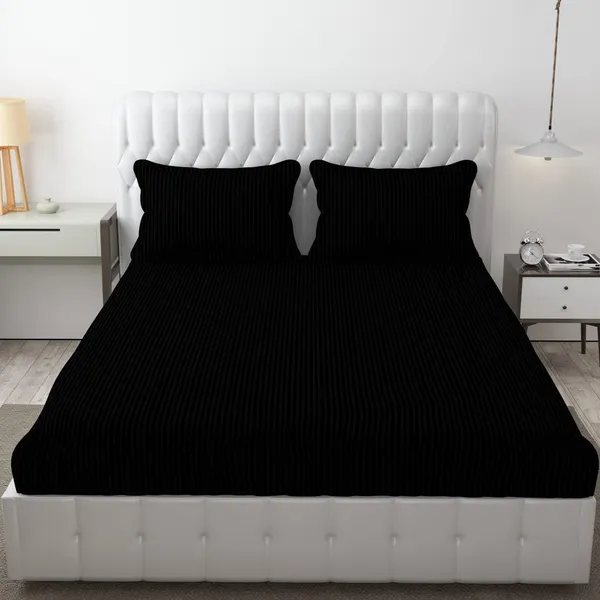 Stripe_Glace_Cotton_Feel_Elastic_Fitted_Queen_Size_bedsheet_1_Double_Bedsheet_with_2_Pillow_Covers_Size_72_x_60_inch