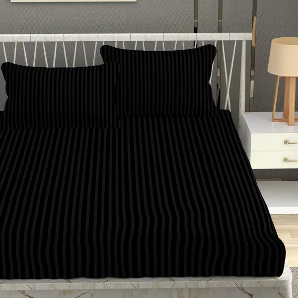 Stripe_Glace_Cotton_Feel_Elastic_Fitted_Queen_Size_bedsheet_1_Double_Bedsheet_with_2_Pillow_Covers_Size_72_x_78_inch