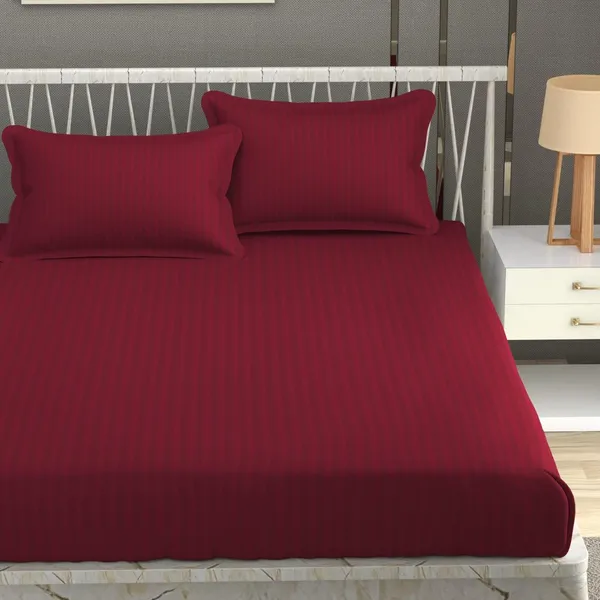 Fitted_Bedsheet_Elastic_Fitted_Bedsheets_with_Cotton_Feel_Stripe_Glace_Cotton_Queen_Size_Elastic_Fitted_1_Double_Bedsheet_with_2_Pillow_Covers_Size_72_x_60_inch