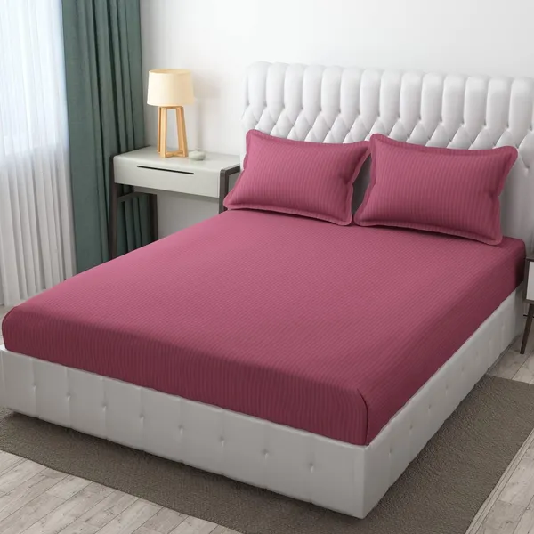 Fitted_Bedsheet_Elastic_Fitted_Bedsheets_with_Cotton_Feel_Stripe_Glace_Cotton_Queen_Size_Elastic_Fitted_1_Double_Bedsheet_with_2_Pillow_Covers_(Mauve)_Size_72_x_60_inch
