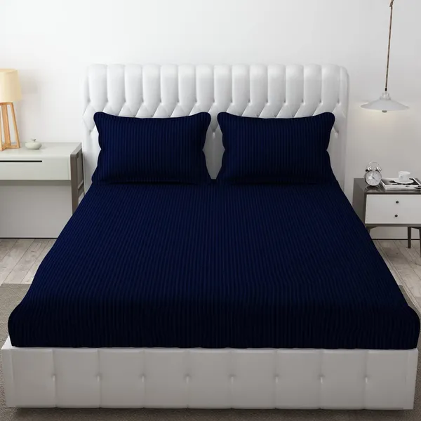Fitted_Bedsheet_Elastic_Fitted_Bedsheets_with_Cotton_Feel_Stripe_Glace_Cotton_King_Size_Elastic_Fitted_1_Double_Bedsheet_with_2_Pillow_Covers_Size_72_x_78_inch