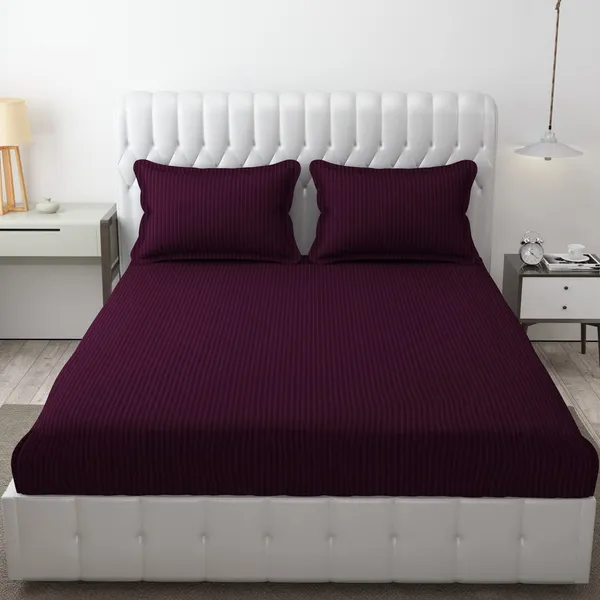 Fitted_Bedsheet_Elastic_Fitted_Bedsheets_with_Cotton_Feel_Stripe_Glace_Cotton_Queen_Size_Elastic_Fitted_1_Double_Bedsheet_with_2_Pillow_Covers_Size_72_x_60_inch
